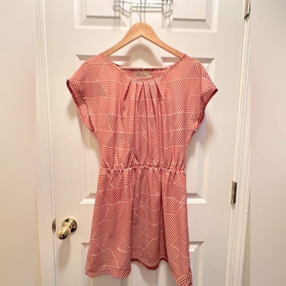 Böheme knee-length orange and ivory geometric dress, size Medium.